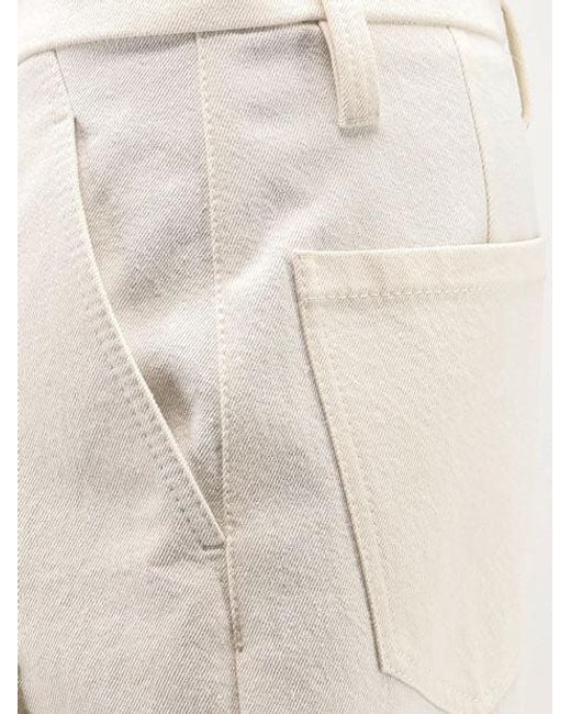 Brunello Cucinelli Natural Baggy Wrinkled Wool And Cotton Trousers