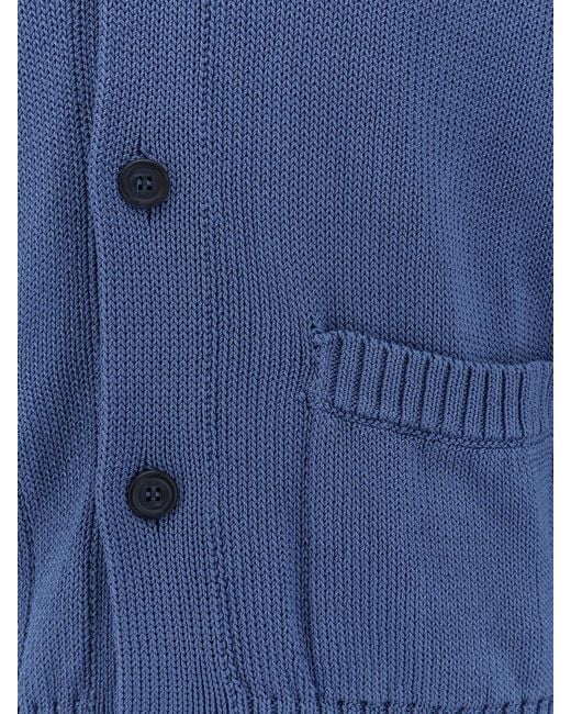 Alpha Studio Blue Cotton Cardigan for men