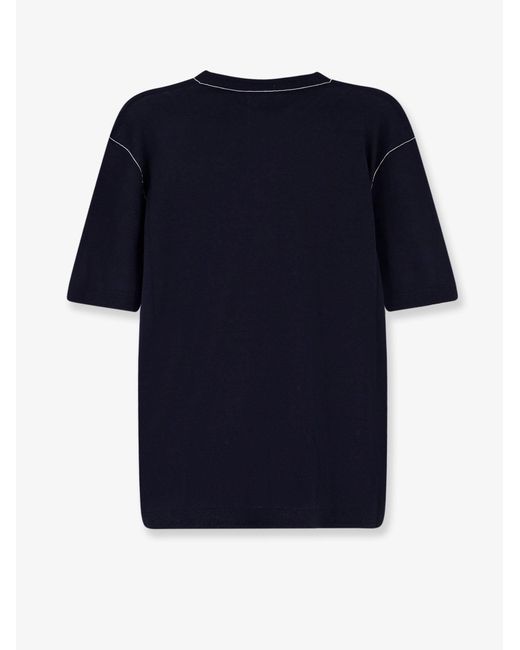 Gucci Blue Silk And Linen Sweater With Firenze Since 1921 Inlay for men