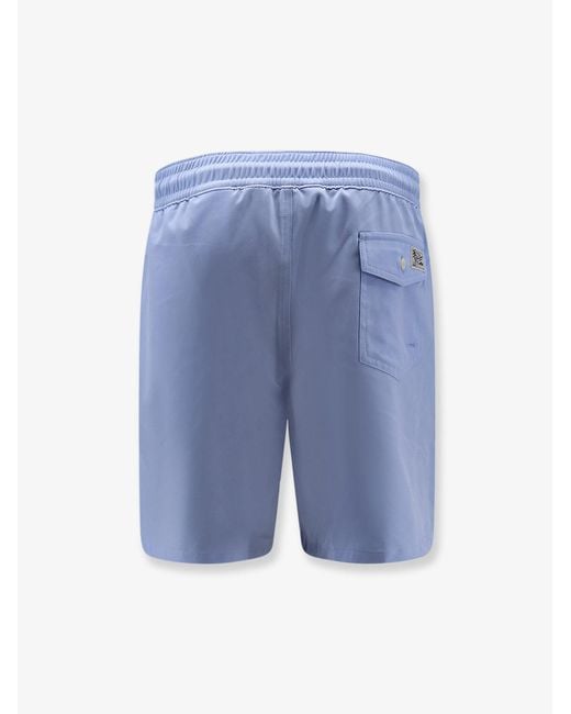 Polo Ralph Lauren Blue Nylon Swim Trunks With Embroidered Logo for men
