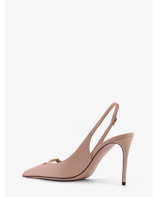 Dolce & Gabbana Pink Leather Pumps With Metal Dg Logo
