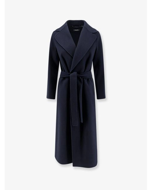 Max Mara Blue Poldo Virgin Wool Coat