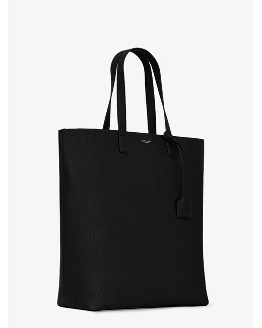 Saint Laurent Black North/South Leather Tote Bag for men