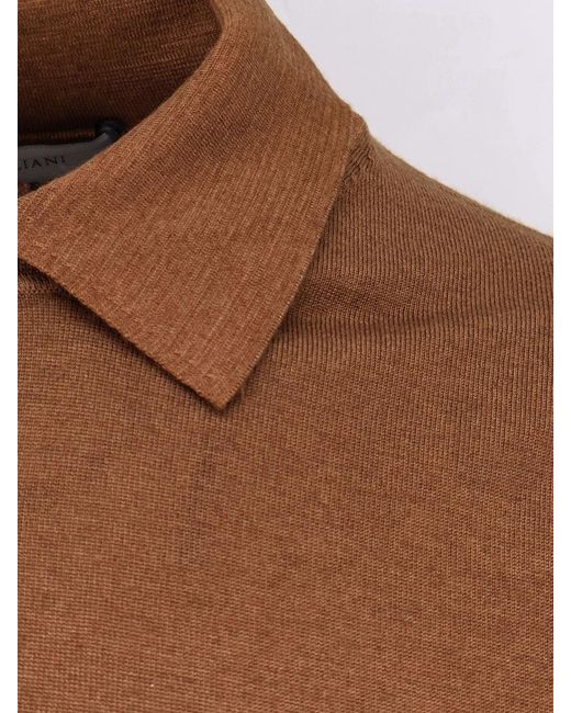 Corneliani Brown Virgin Wool Polo Shirt for men