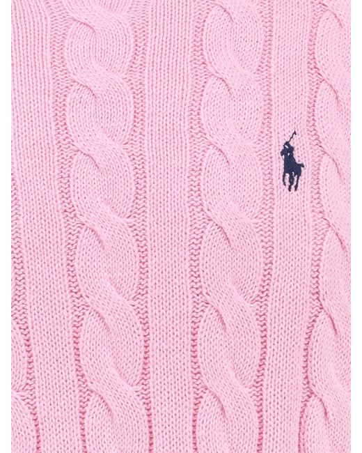 Polo Ralph Lauren Pink Cable Knit Cotton Sweater With Iconic Logo for men