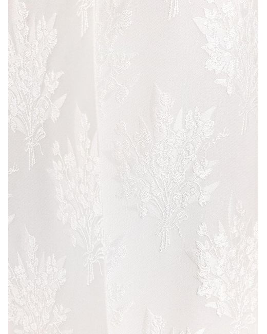 Fendi White Jacquard Silk Trouser With Floral Motif