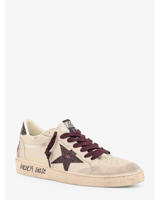 Golden Goose Deluxe Brand Natural Ballstar Leather Sneakers With Iconic Side Logo for men