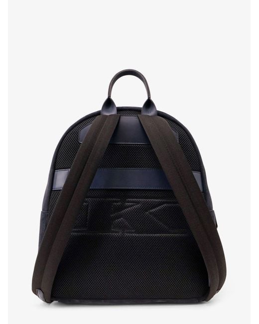 Kiton Blue Suede Backpack With Engraved Logo for men