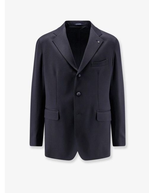 Tagliatore Blue Single-Breasted Stretch Virgin Wool Blazer for men