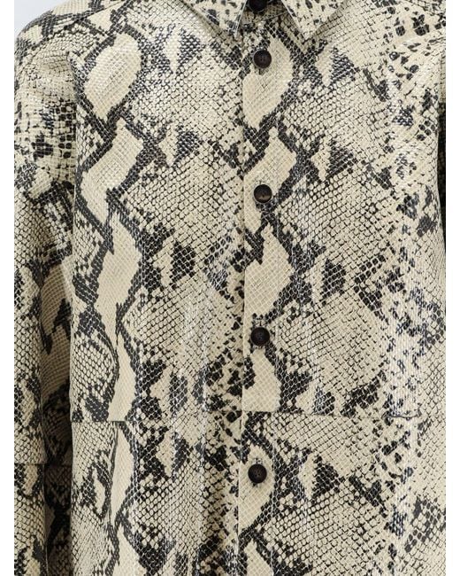 Alysi White Python Print Leather Shirt