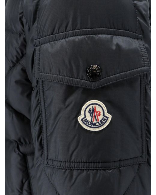 Moncler Black Asurel Short Down Jacket With Geometric Stitching for men