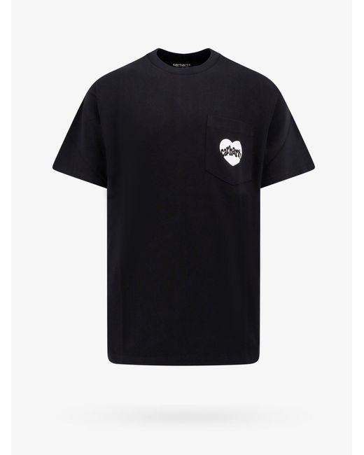 Carhartt Black Cotton T-Shirt With Frontal Amour Logo for men