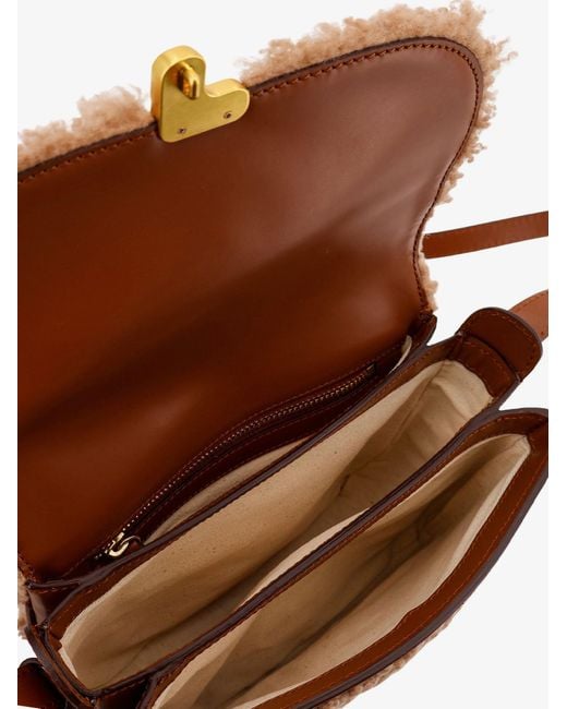 Soeur Brown Bellissima Mini Fur And Leather Shoulder Bag