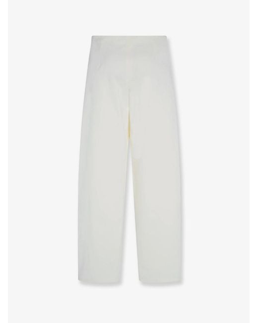 The Row White Galileo Cotton And Silk Trousers