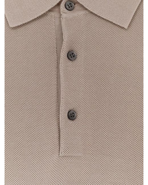 Bramani Cashmere Natural Cotton And Silk Blend Polo Shirt for men