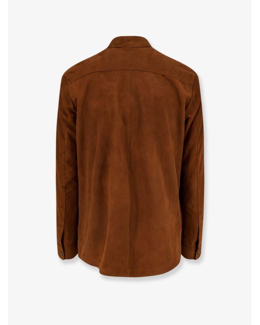 DFOUR® Brown Suede Shirt for men