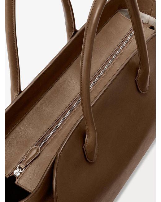 The Row Brown Marlo 14 Leather Shoulder Bag