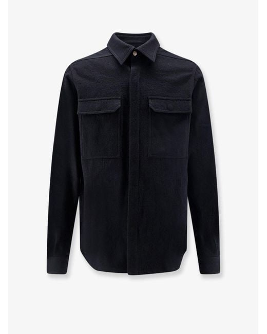 Rick Owens Blue Cotton And Wool Outershirt for men