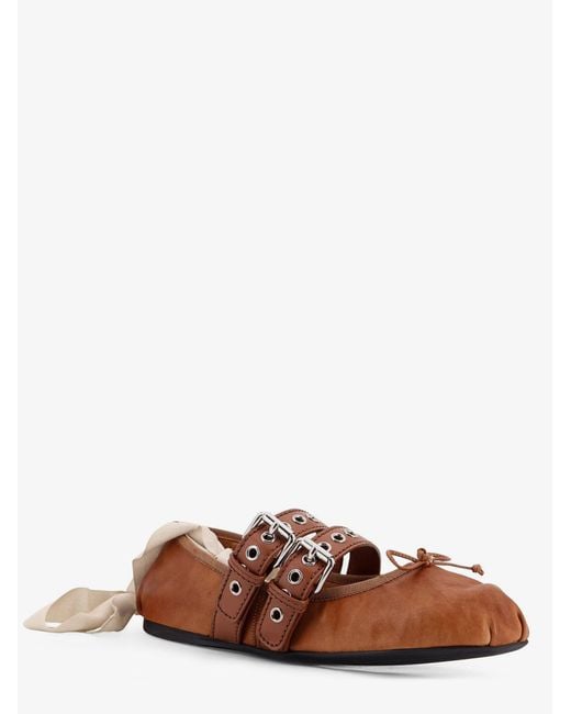 Miu Miu Brown Leather Ballerinas