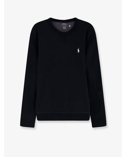 Polo Ralph Lauren Black Cotton Blend Sweatshirt With Front Embroidered Logo for men