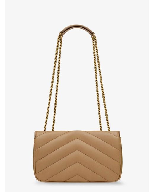 Saint Laurent Natural Loulou Small Leather Shoulder Bag