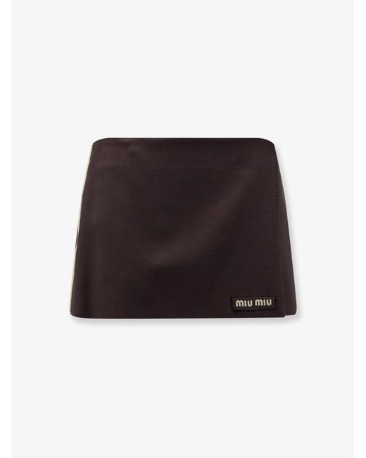 Miu Miu Black Mohair And Virgin Wool Mini Skirt