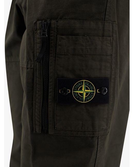 Stone Island Black Organic Cotton Trousers for men