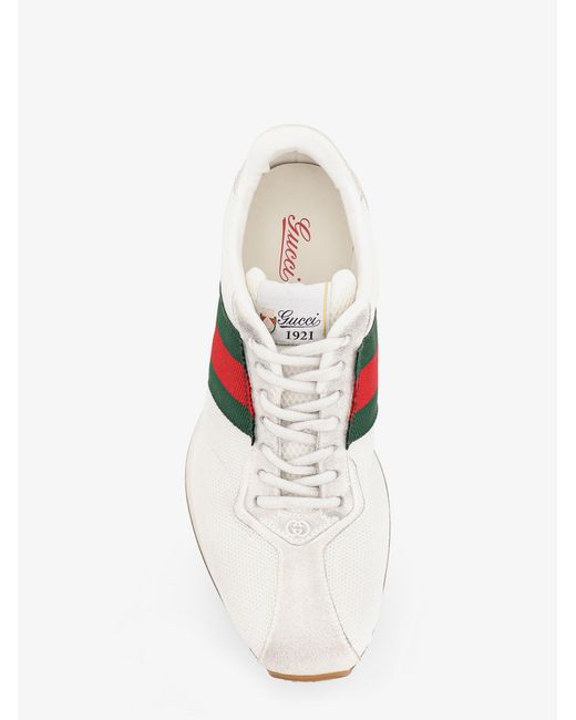 Gucci White Tempo Mesh And Suede Sneakers With A Vintage Effect for men
