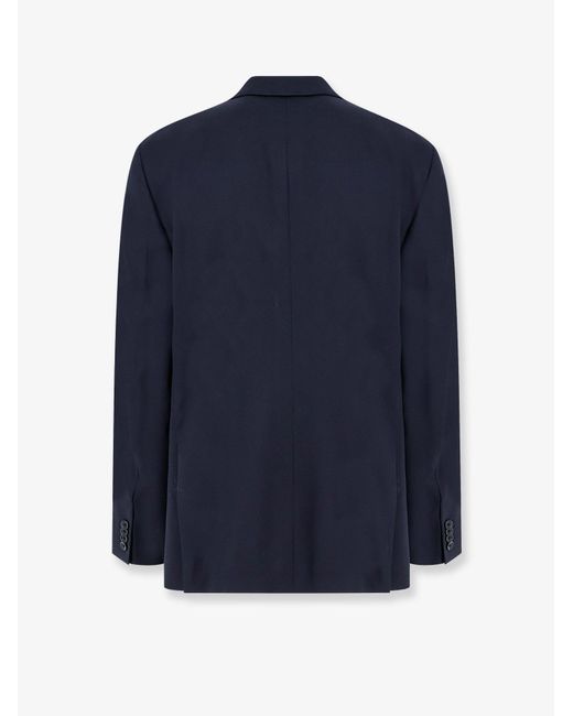 Seven Gauge Blue Stretch Wool Blazer for men