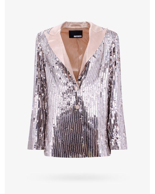 ROTATE BIRGER CHRISTENSEN White Blazer With All-Over Sequins