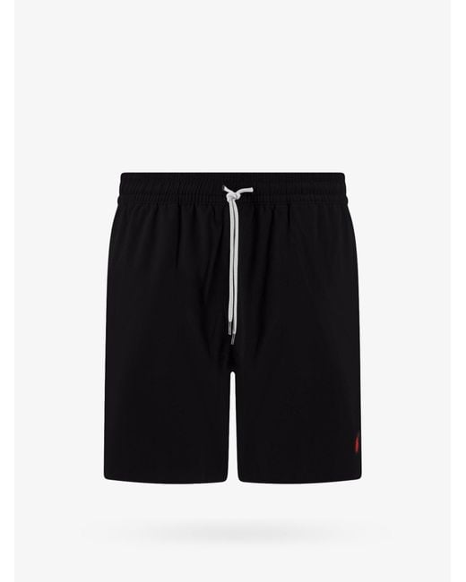 Polo Ralph Lauren Black Recycled Nylon Swim Trunks With Embroidered Logo for men