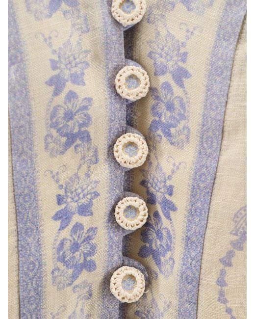 Zimmermann White Indra Printed Linen Dress