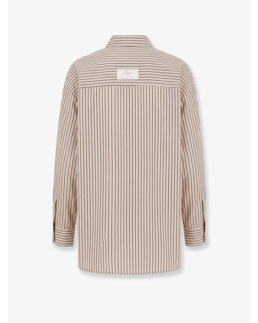 Alysi Natural Oversize Striped Lyocell And Silk Shirt