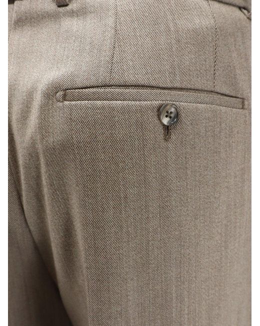 Tagliatore Gray Nevil Virgin Wool Trousers With Belt for men