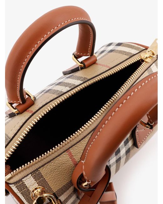Burberry Brown Coated Canvas Crossbody Bag With Check Pattern