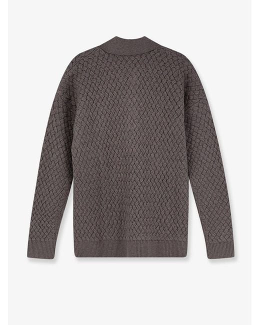Bottega Veneta Gray Wool Sweater With Intrecciato Motif for men