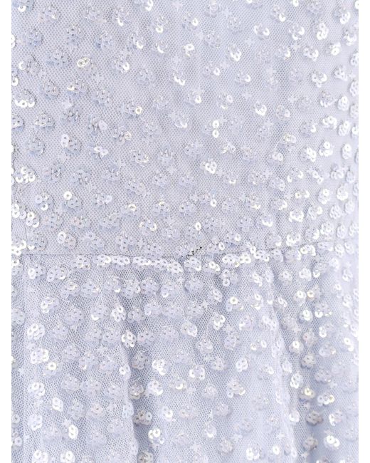 Abito Lungo Monospalla Con Paillettes di Needle & Thread in White