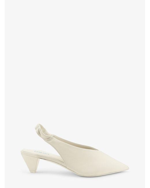 Loewe White Origami Cubic Leather Slingback