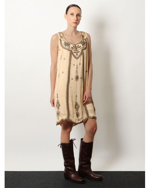 Scarlett Poppies Natural Anabel Viscose Dress With Embroidery