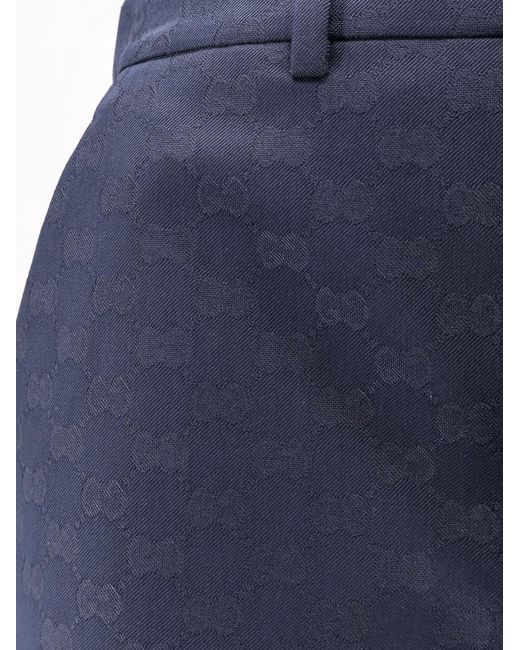 Gucci Blue Gg Cotton Blend Shorts