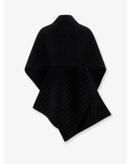 Fendi Black Ff Wool Cape
