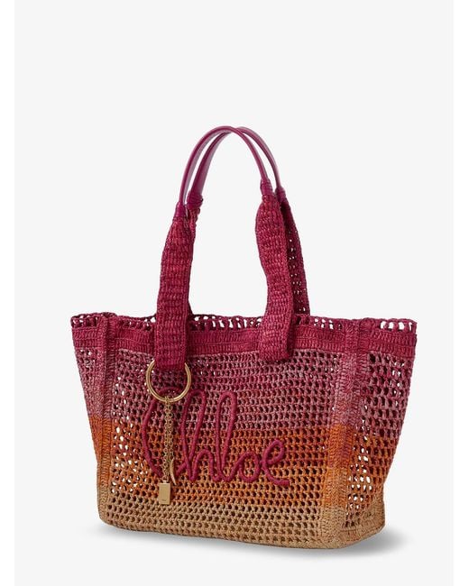 Chloé East-West Summer Banana Multicolored Raffia Shoulder Bag