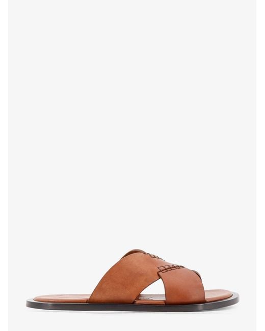 Loewe Brown Flex Leather Sandals With Crisscross Detail for men
