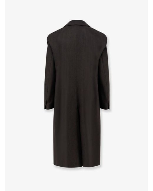Hevò Black Martina Franca Wool Blend Coat