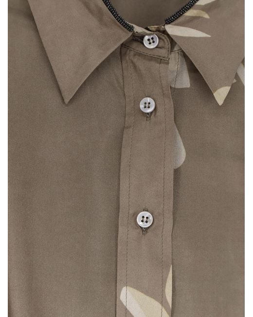 Brunello Cucinelli Green Silk Shirt With Belt