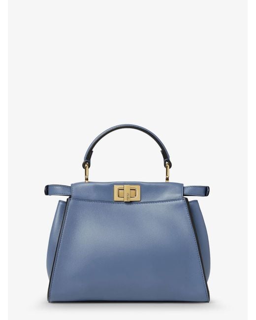 Fendi Blue Peekaboo Mini Leather Handbag