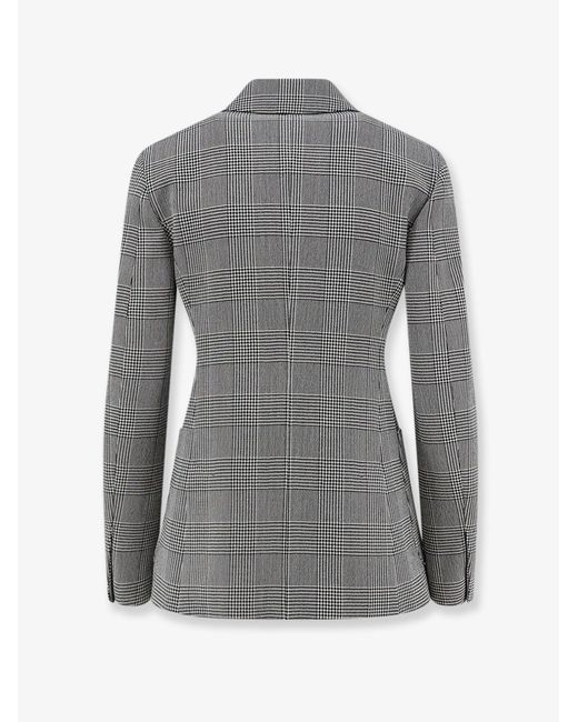 Max Mara Gray Mxmaccordo Double-Breasted Virgin Wool Blazer