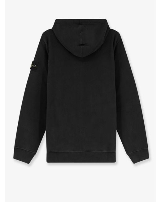 Stone Island Black Cotton Sweatshirt With Side Logo Patch for men