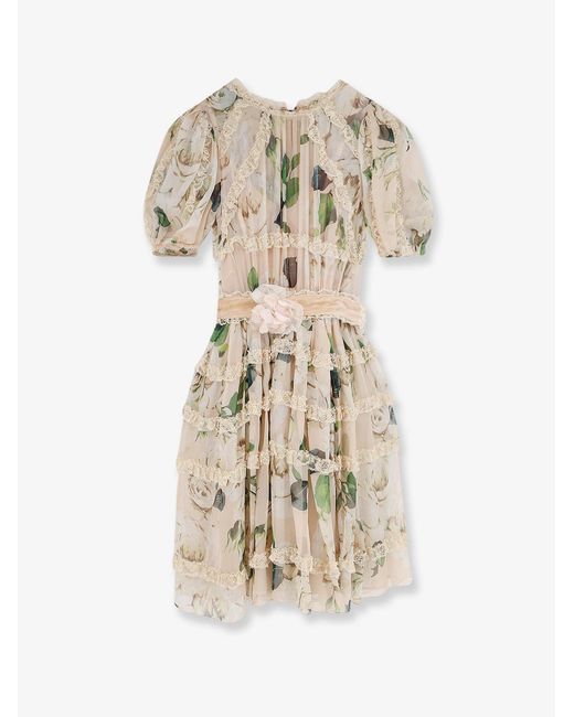 Dolce & Gabbana Natural Dolce & Gabbana Silk And Viscose Dress With Iconic Print