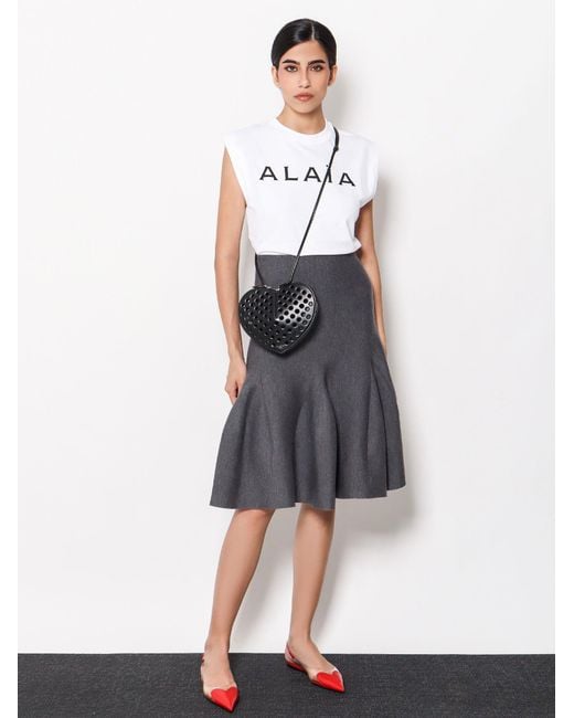 Alaïa Gray Virgin Wool Blend Skirt